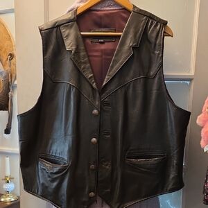 Roper Black Leather Vest